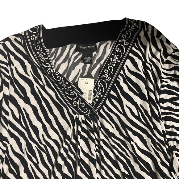 Maggie Barnes Women’s Plus Size Shirt Black & White Zebra Print Size 5X 34/36w - Picture 15 of 16